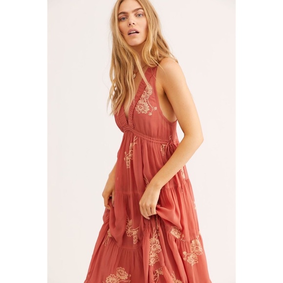 Free People Run Away With Me Embroidered Midi Dress - Picture 2 of 6